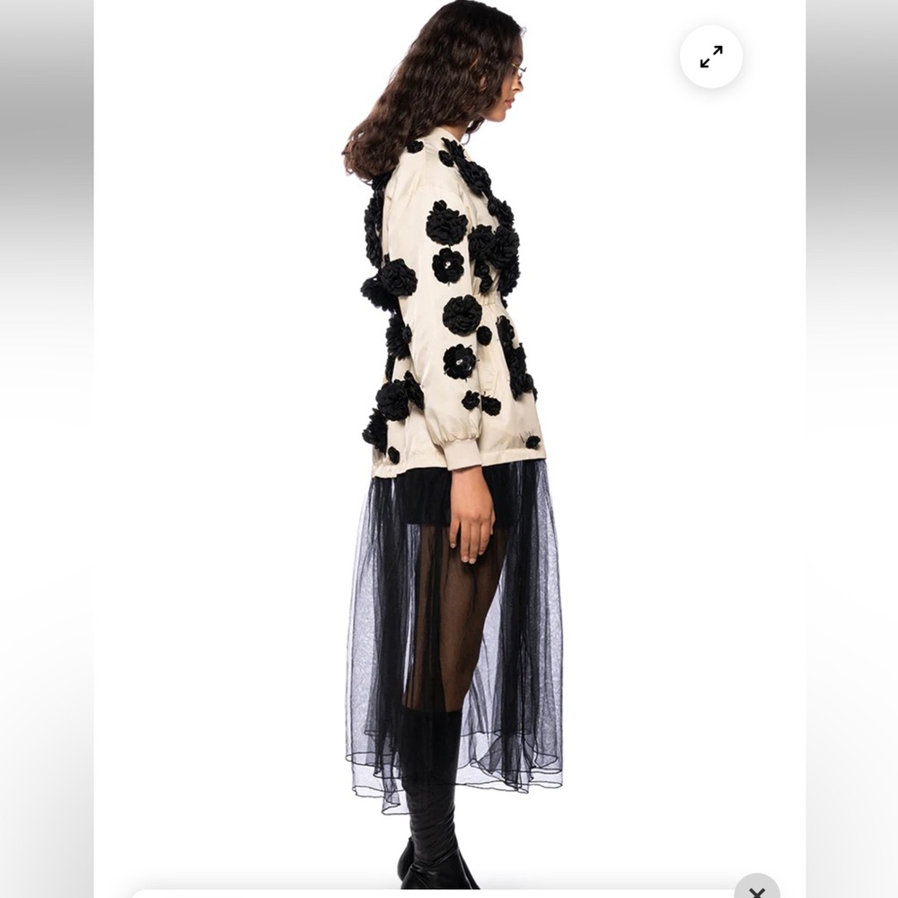 AKIRA Cream and Black Floral Bomber Jacket - Picture 2 of 6